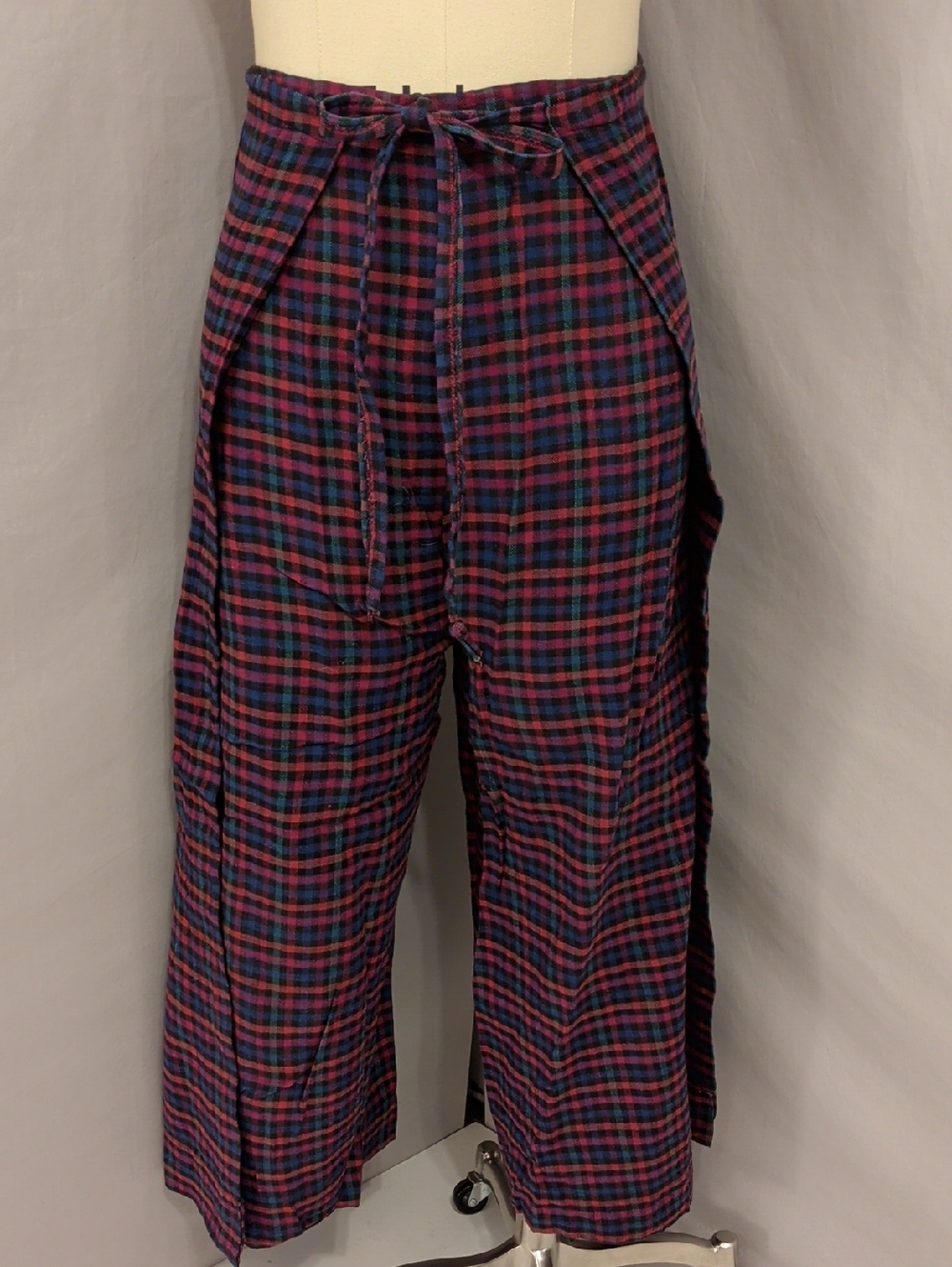 Wrap Pants Comfortable  OOAK Handmade Flex Fit Soft Plaid Flannel SeeMeas